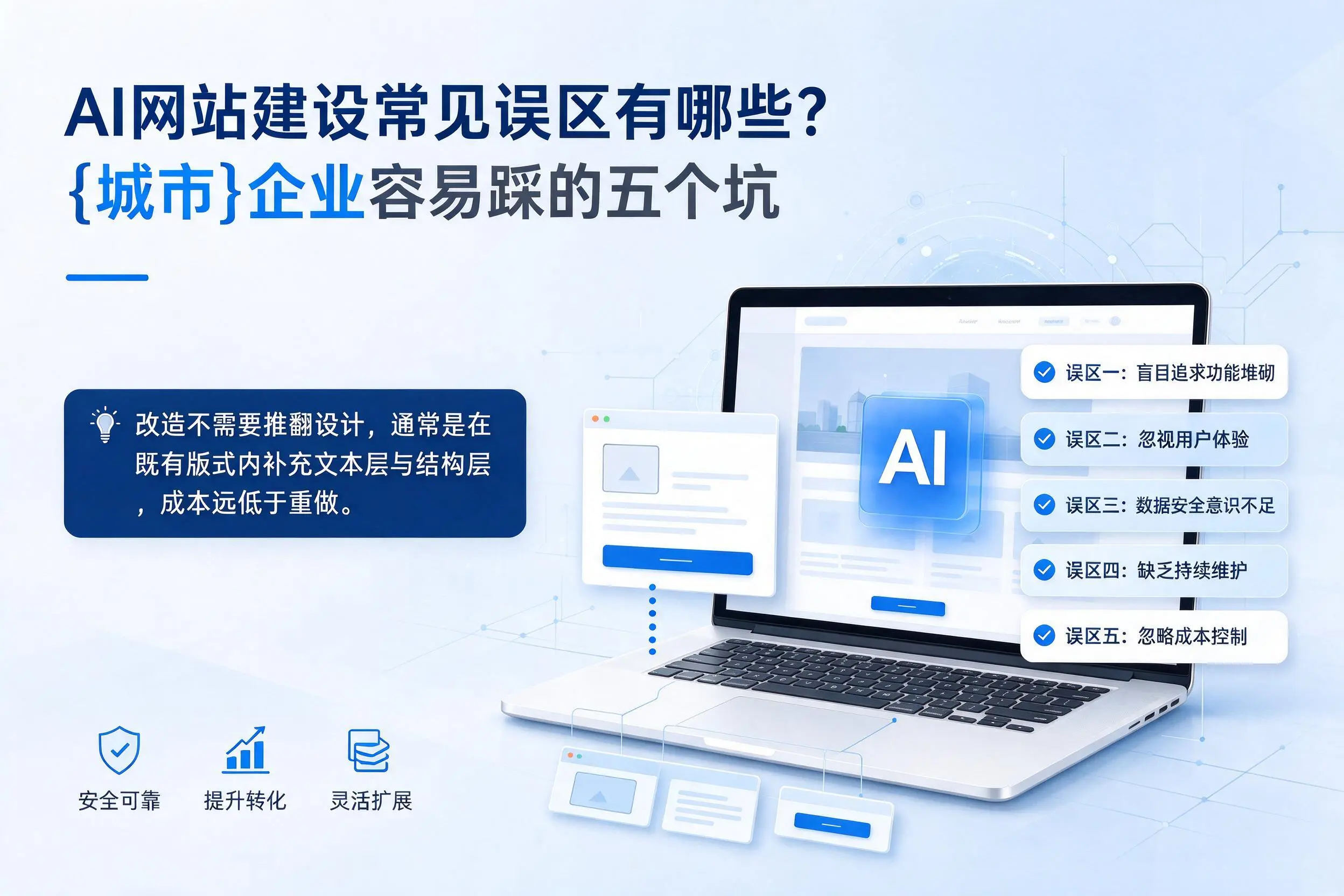 AI网站建设常见误区有哪些?普洱企业容易踩的五个坑